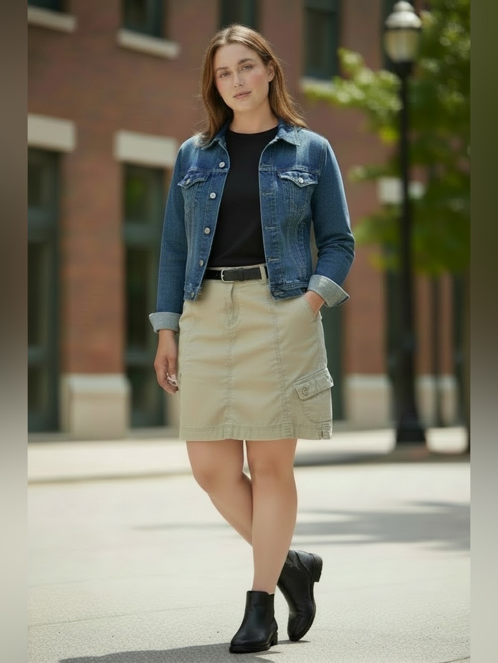 Vtg Y2K EDDIE BAUER Khaki Tan Cargo Cotton Mini Skirt Sz 18 Utility Gorpcore